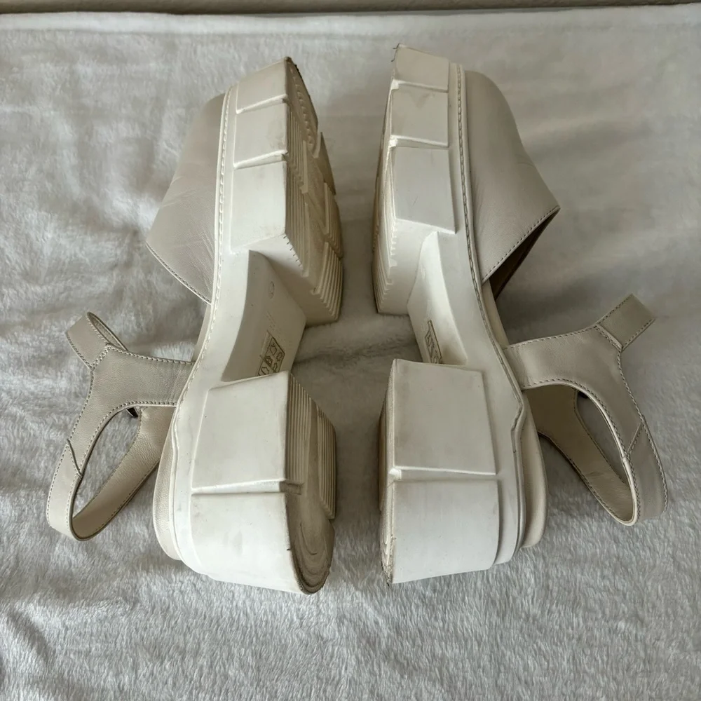 Free People Cream Chunky Platform Mary Jane Sandals